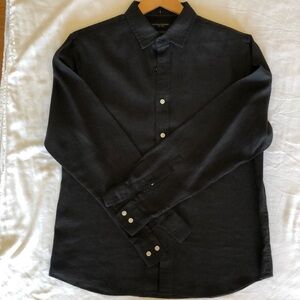Banana Republic Black Linen Long-sleeve Shirt - Men’s Size M